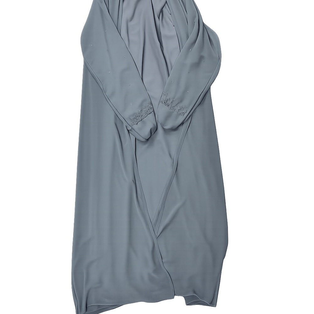 Elegant Women's abaya set in Gray with sleeve beading details